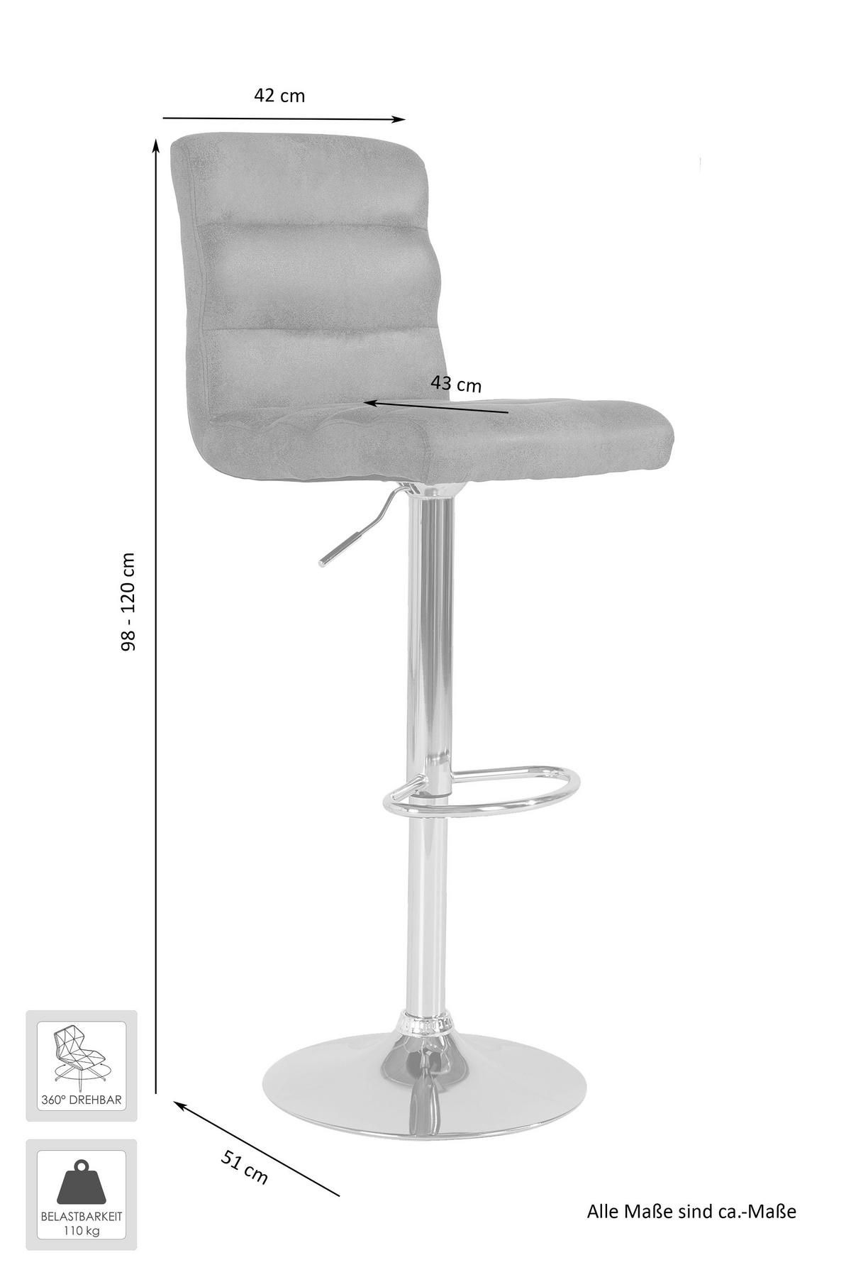 Barhocker-set Phil Braun/anthrazit B: 42 Cm - Anthrazit/Braun, LIFESTYLE, Textil/Metall (42/61-83/43cm) - MID.YOU