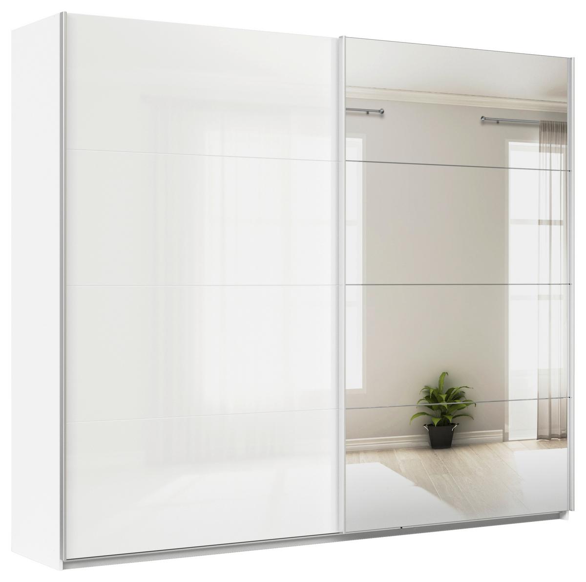 Schwebetürenschrank Feldkirch 271 Maxihöhe - Weiß Hochglanz/Silberfarben, MODERN, Holzwerkstoff (271/229/62cm)