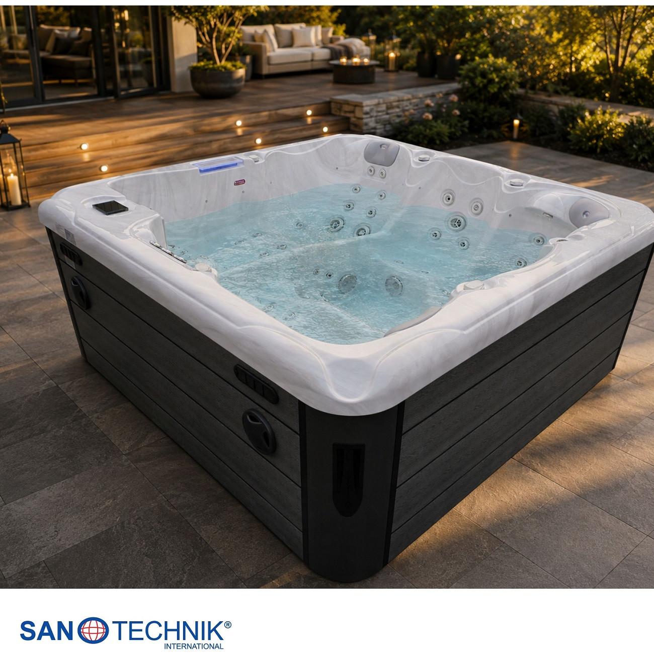 WHIRLPOOL Lucca Grauweiß B: 220 cm - Grauweiß, KONVENTIONELL, Kunststoff (220/220/95cm) - Sanotechnik