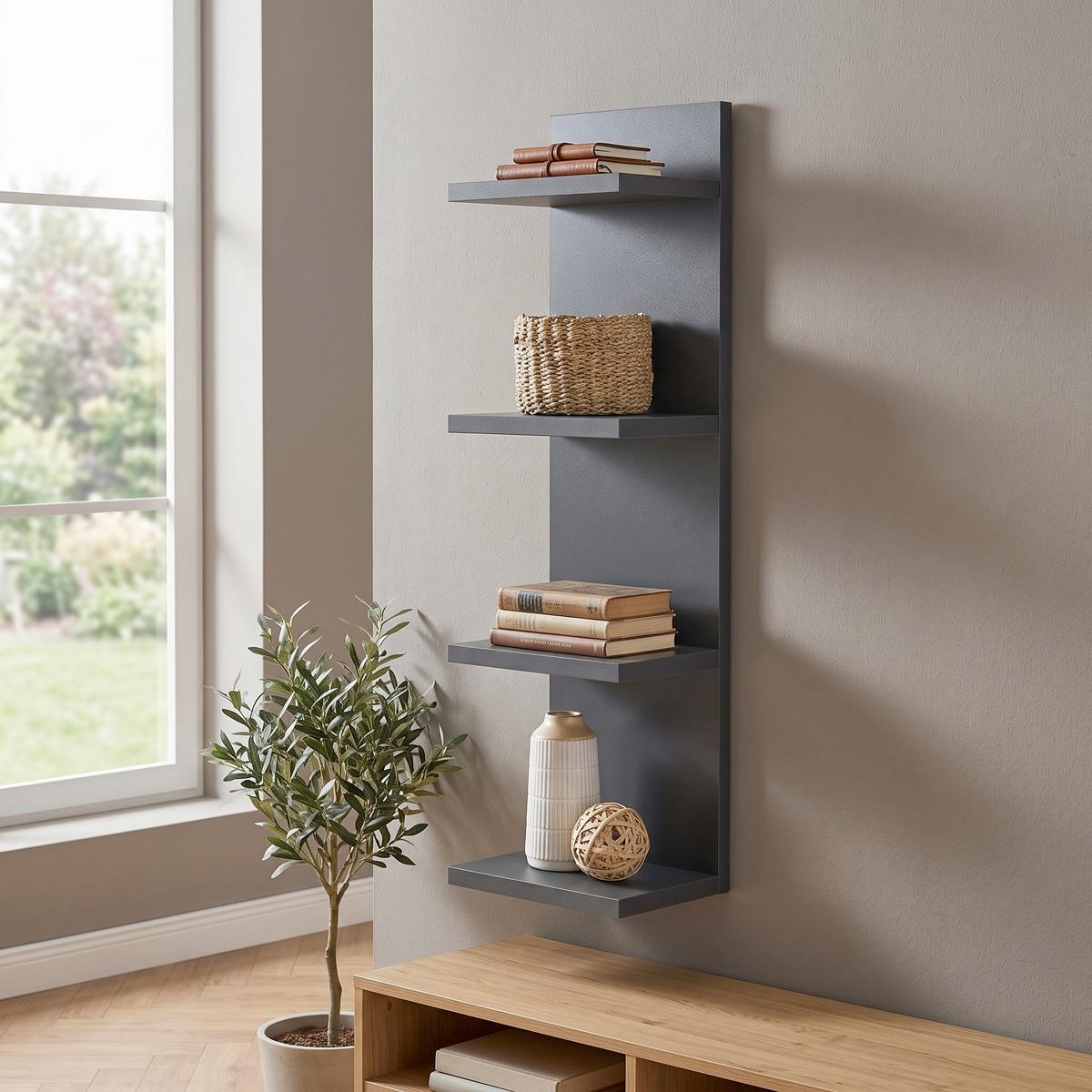Wandregal EOLO Anthrazit B: 23,2 cm - Anthrazit, Trend, Holzwerkstoff (23,2/75/16,8cm)