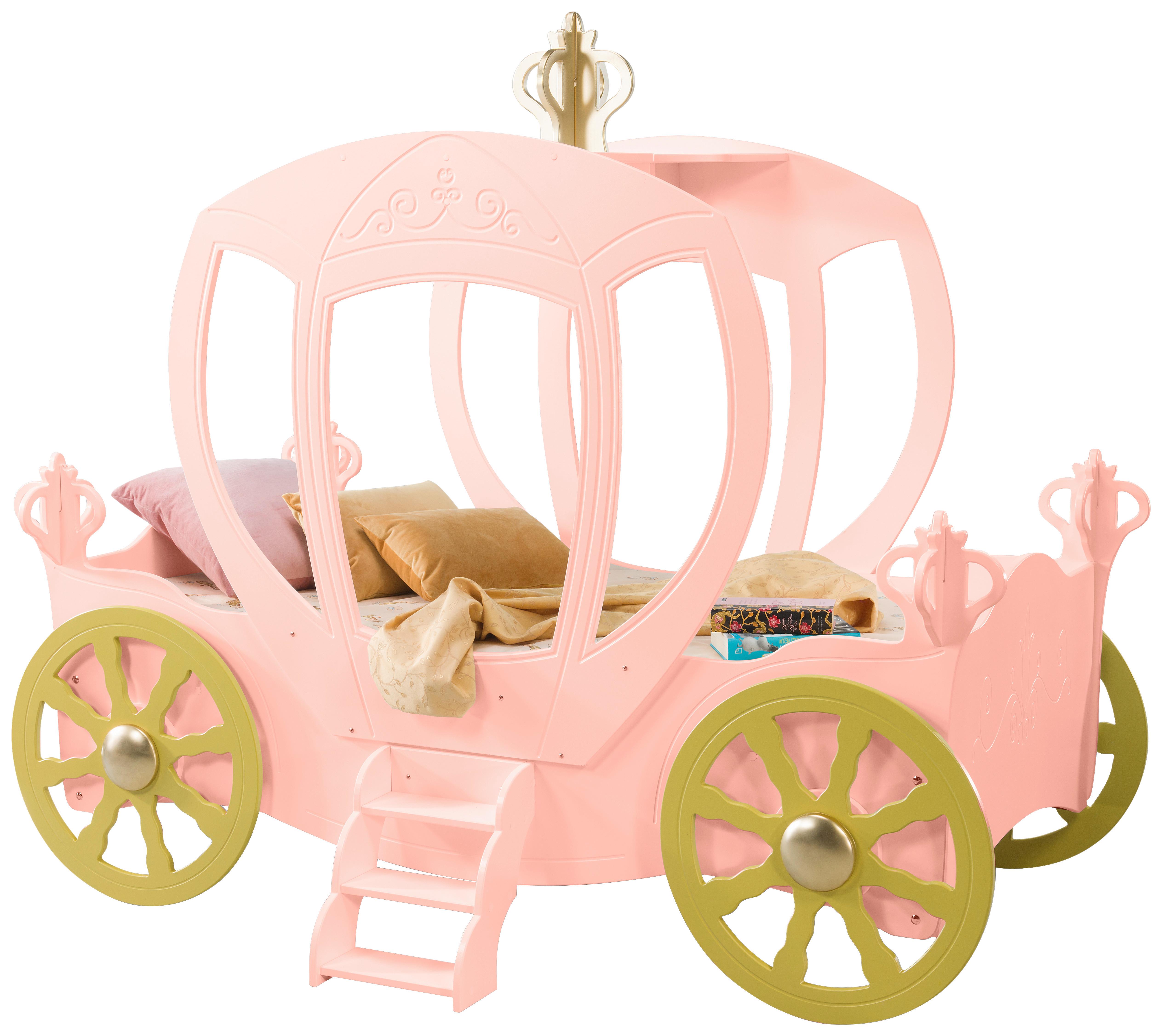 Kinder-/Juniorbett Prinzessin Kutsche Rosa - Pink/Weiß, LIFESTYLE, Holz/Holzwerkstoff (90/180cm) - Livetastic