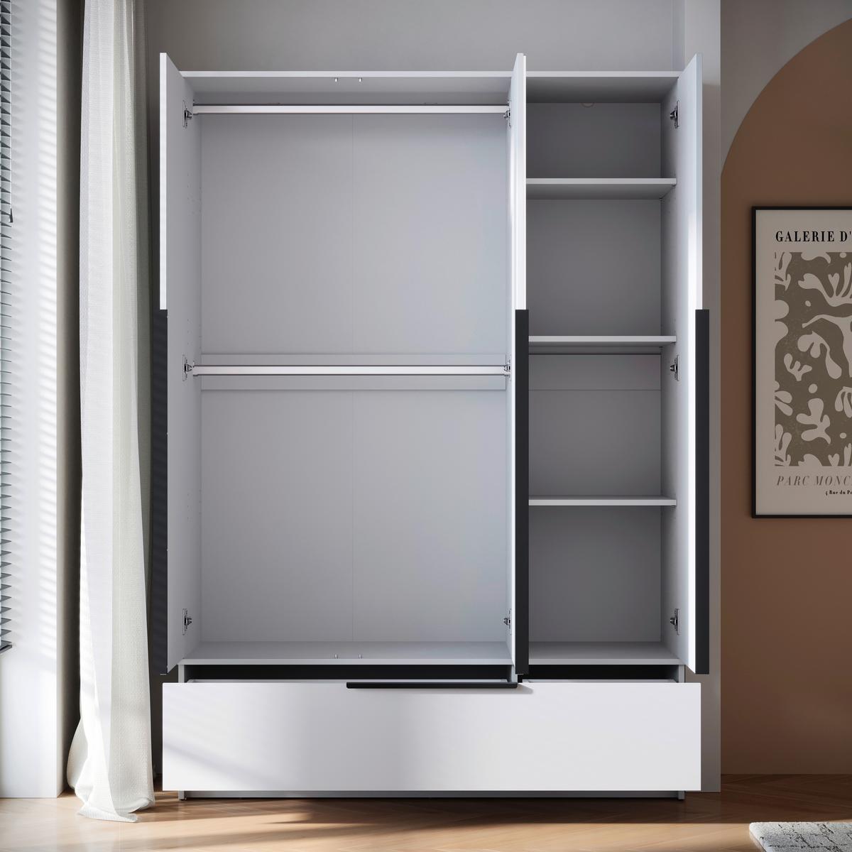 ŠATNÍ SKŘÍŇ SPIRIT - bílá/černá, Konvenční, kov/kompozitní dřevo (134,5/192,9/51cm) - P & B