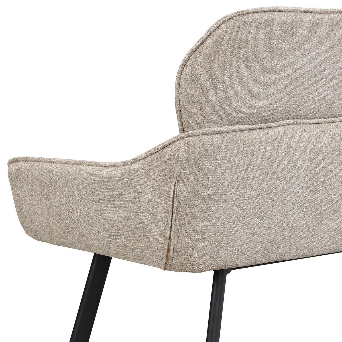 Sitzbank Rico - Taupe/Schwarz, MODERN, Textil/Metall (140/90/62cm) - MID.YOU
