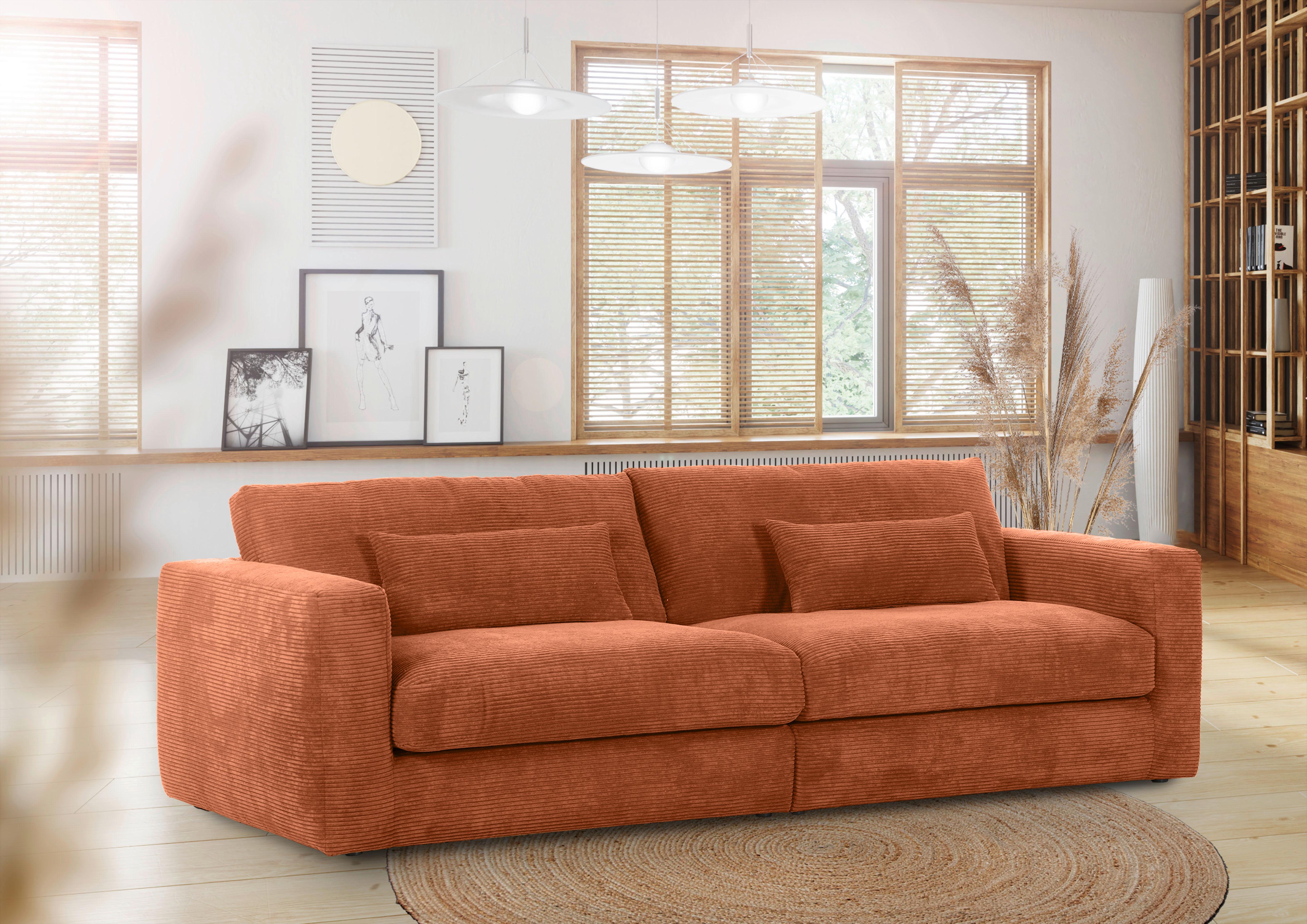Bigsofa Manolis B: 260 cm Rostfarben Cord - Rostfarben/Schwarz, KONVENTIONELL, Textil (260/66/115cm) - MID.YOU
