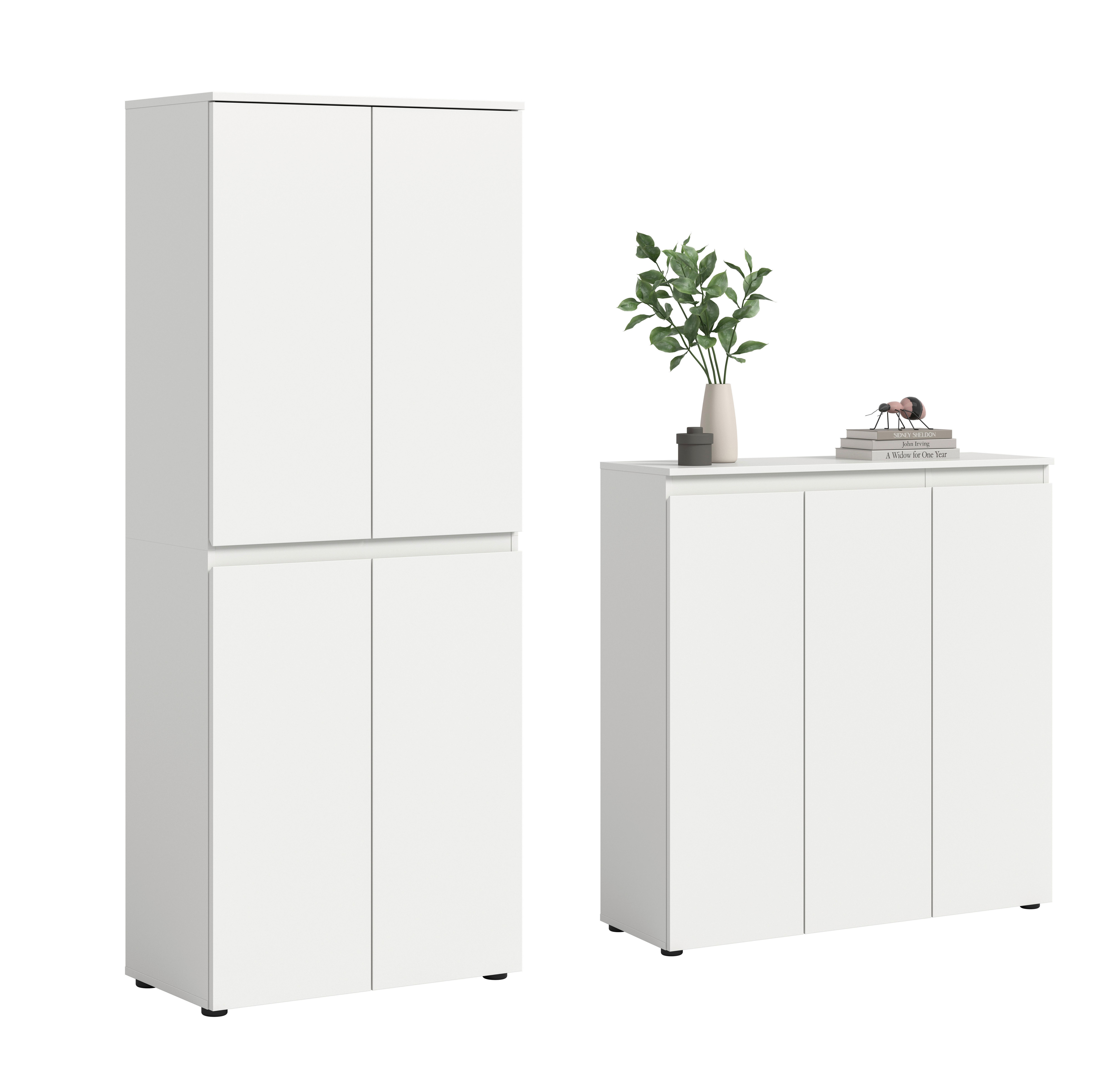 Garderobenschrank Scarpa Weiß B: 140 Cm - Schwarz/Weiß, Design, Holzwerkstoff (190/175/37cm) - Livetastic