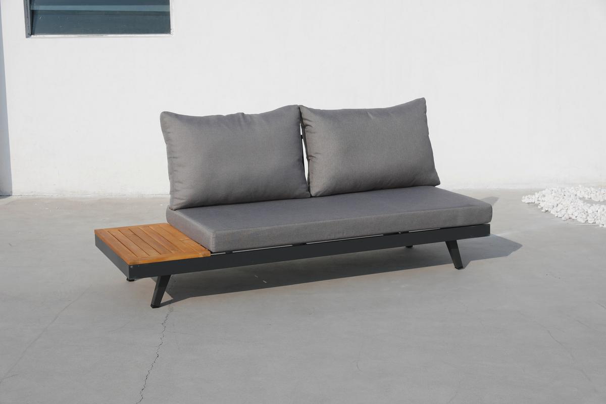 Loungegarnitur 3-Tlg. Naxos Holz/Metall/Textil mit Kissen - Anthrazit/Silberfarben, Basics, Holz/Textil (175/175cm) - Gardenson