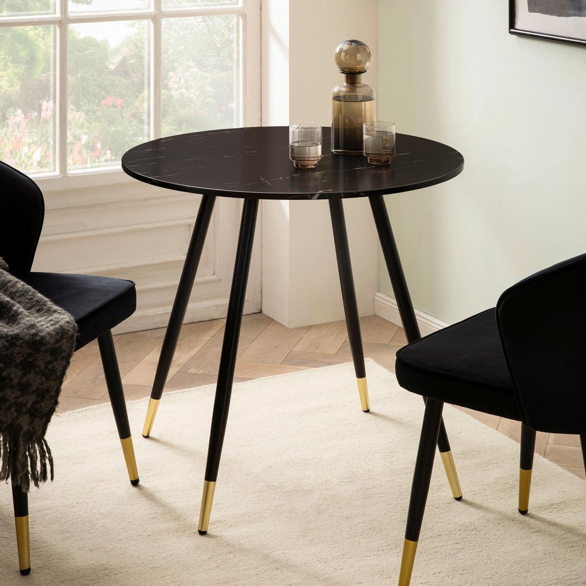 Esstisch Schwarz L: 75 cm - Goldfarben/Schwarz, Design, Holzwerkstoff/Metall (75/75/76cm) - Livetastic