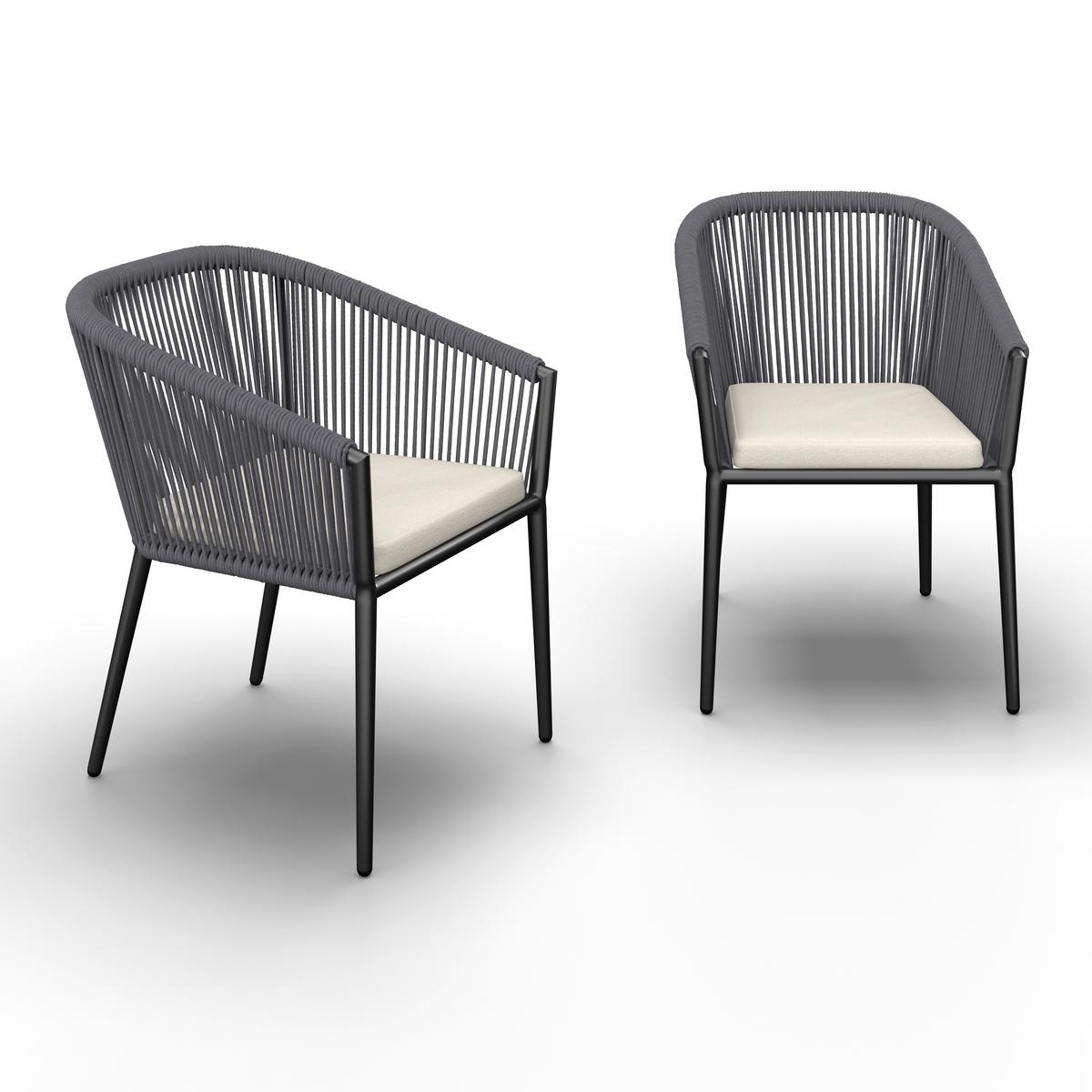 SADA ZAHRADNÍCH KŘESEL BENICIA - bílá/černá, Moderní, kov/textil (55/76/63cm) - Bessagi Garden