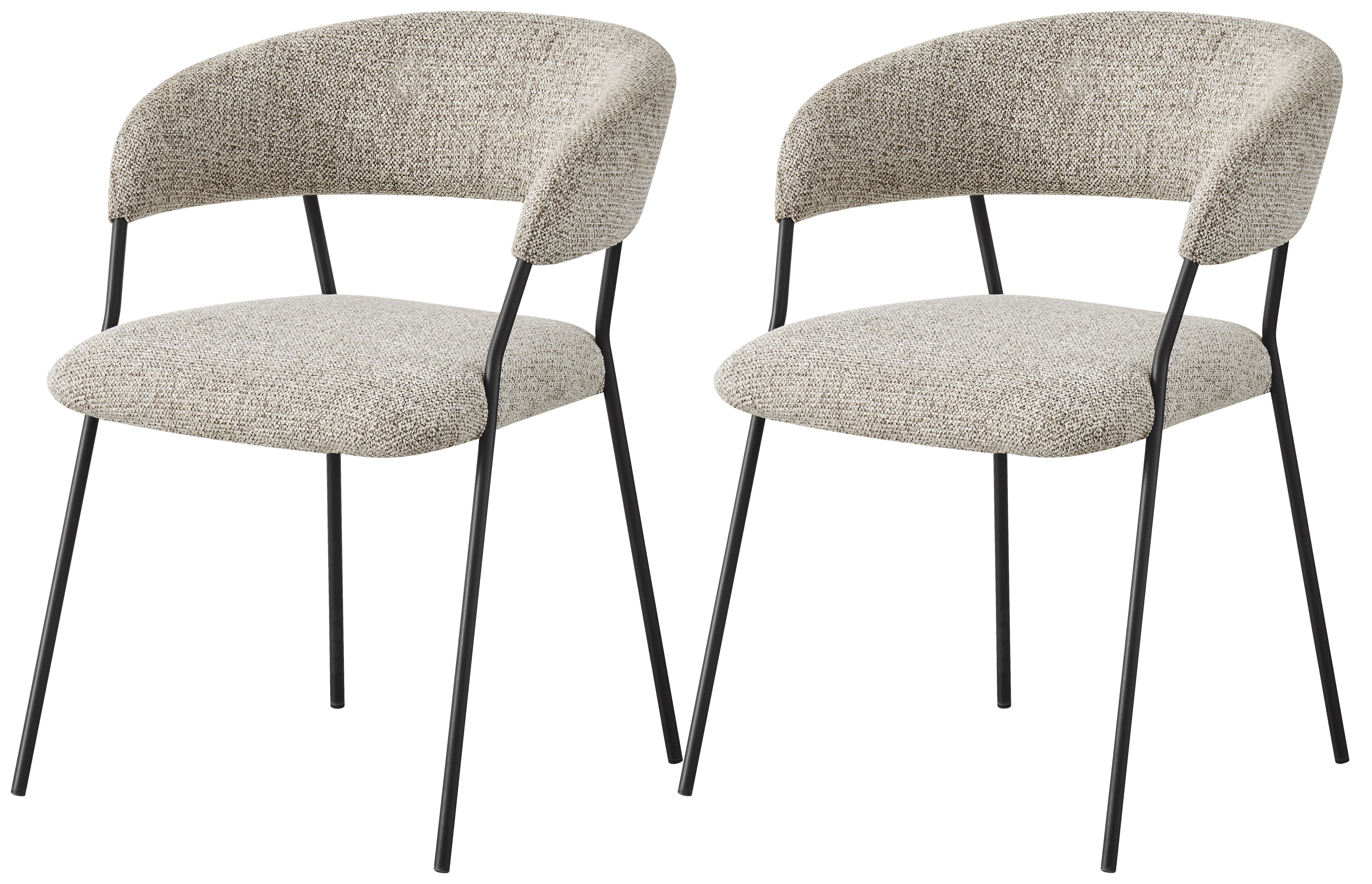 Armlehnstuhl Sigi Webstoff Grau 2-er Set