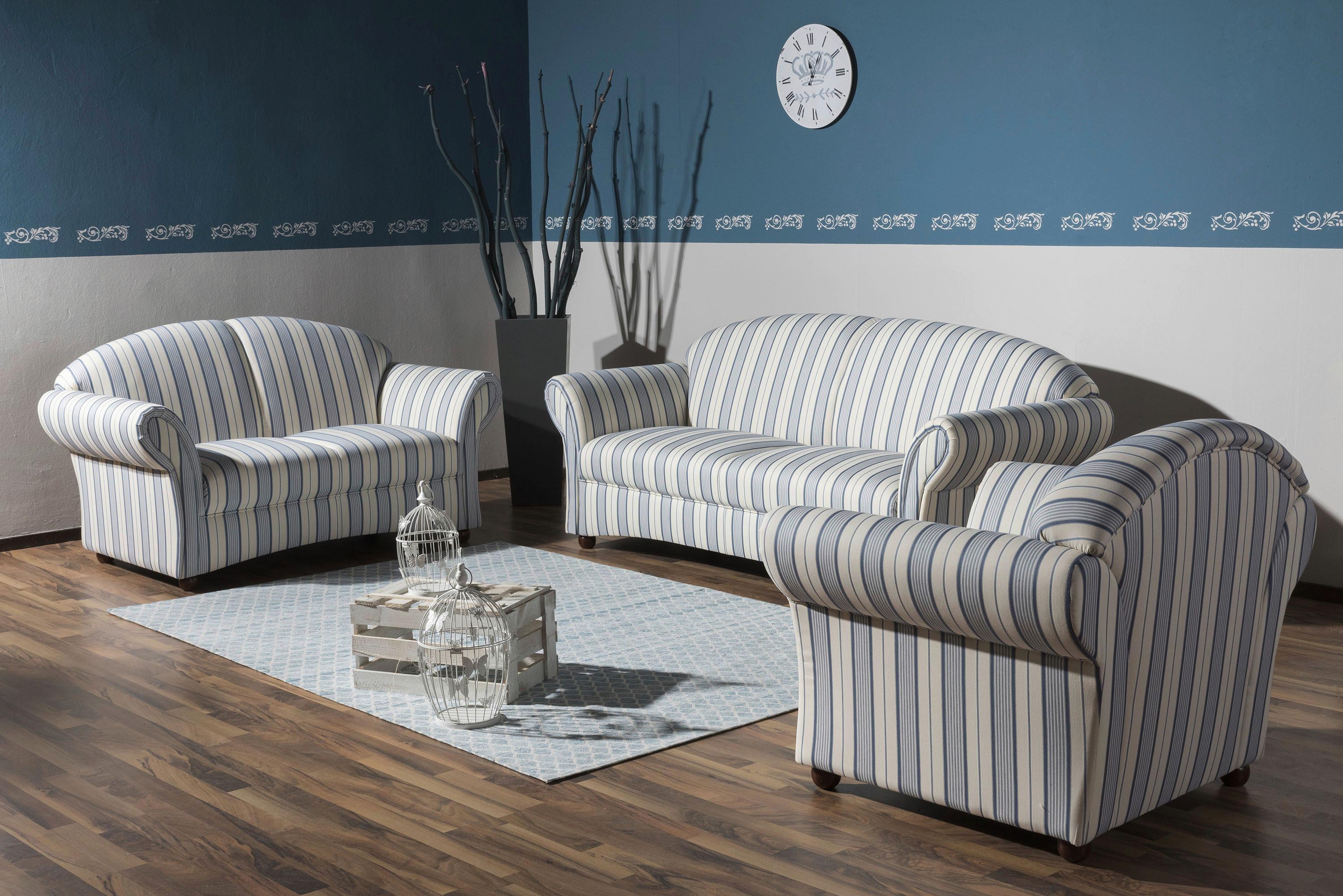 Polstersessel Mit Armlehnen Corona Blau/beige - Blau/Beige, Design, Textil (96/85/81cm) - Max Winzer
