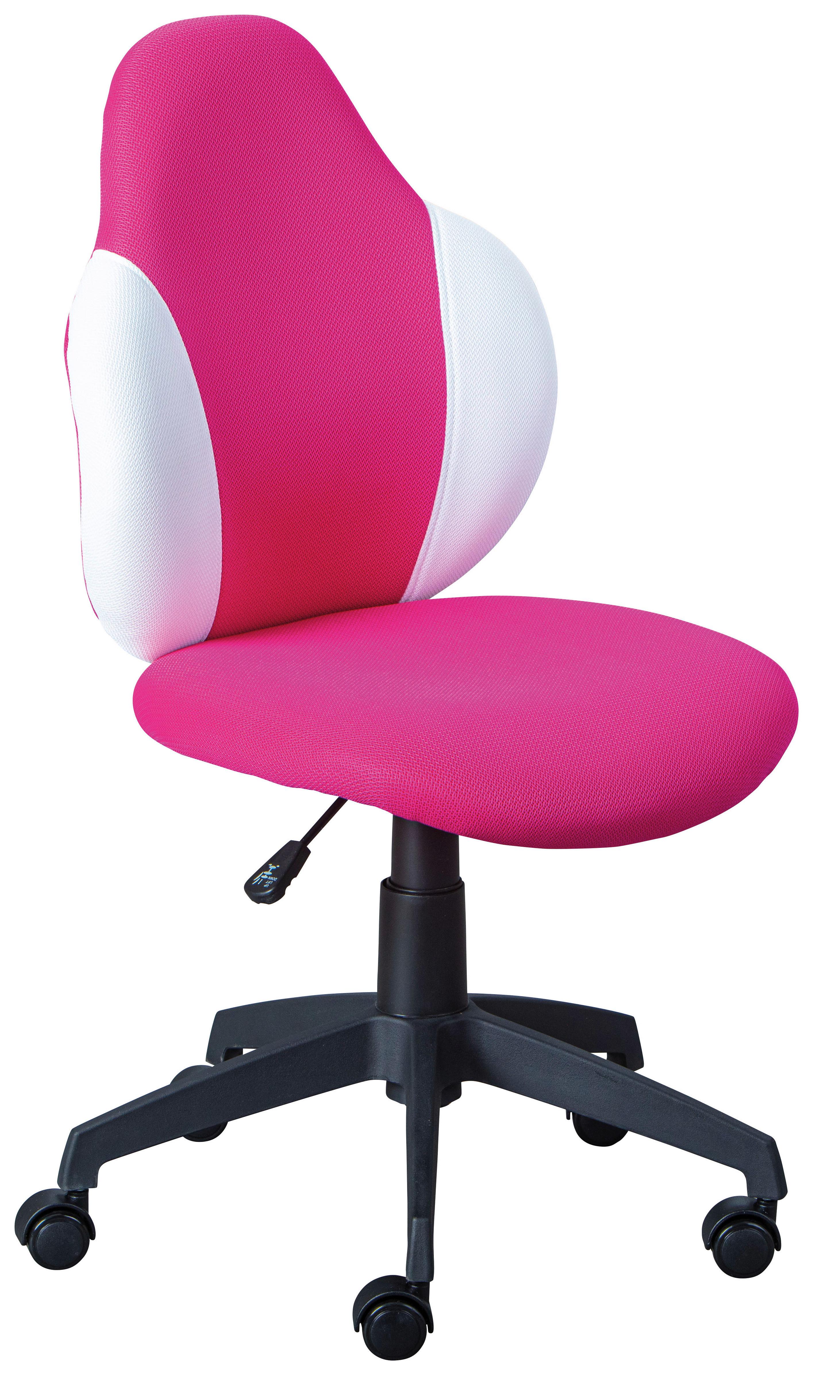 Jugenddrehstuhl Jessi m. Rollen weiß/Pink - Pink/Schwarz, Basics, Kunststoff/Textil (52/94(103)/56cm) - MID.YOU