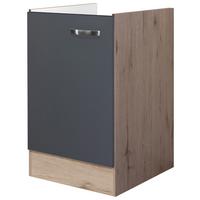 Küchenunterschrank Shadow B: 50 cm Grau ohne Arbeitsplatte - Dunkelgrau/Eiche San Remo, MODERN, Holzwerkstoff (50/82/57cm)