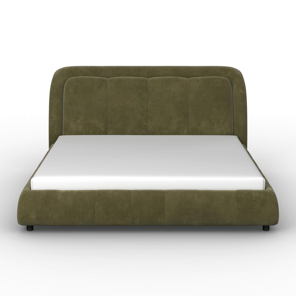Čalúnená posteľ ANTON 180x200 cm,  tmavozelená - svetlohnedá/čierna, Modern, kov/drevo (180/200cm) - Bessagi Home