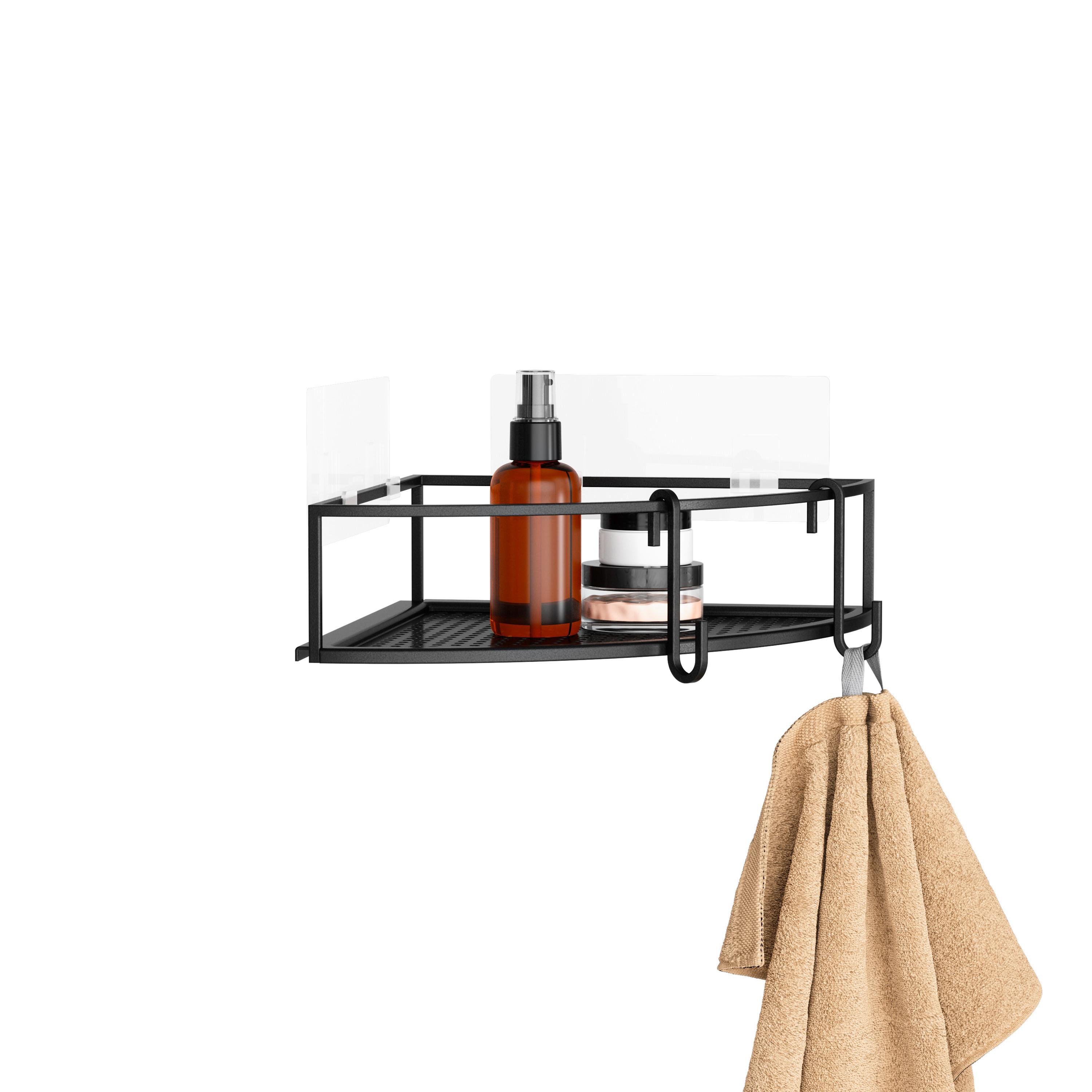 Regál do sprchovacieho kúta čierny, 2 Set - čierna, Modern, kov (23/23/6,5cm) - Mömax