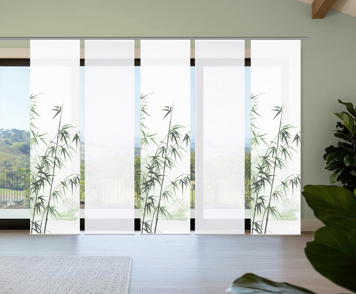 Flächenvorhang Rufus 5er Set - Weiß/Grün, Natur, Textil (60/245cm)