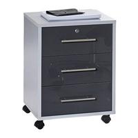 Rollcontainer Anthrazit/Grau Office Edition 44x58x40 cm - Anthrazit Hochglanz/Grau, MODERN, Holzwerkstoff/Kunststoff (44/58/40cm) - MID.YOU