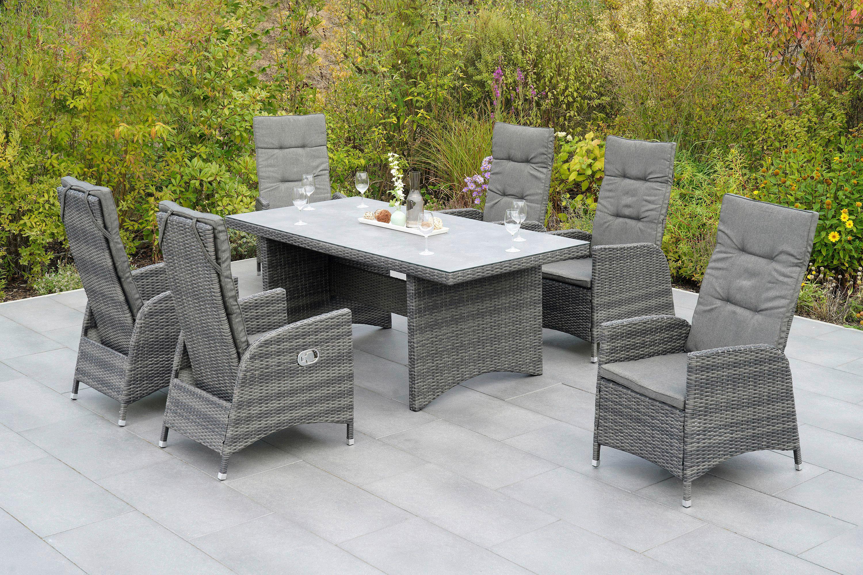 Gartenset Bologna - Grau, MODERN, Kunststoff/Textil - Gardenson