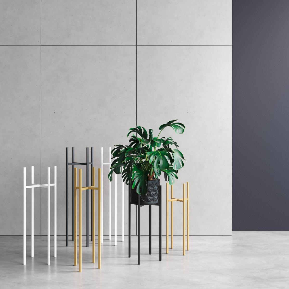 Blumenständer Aluminium Gold- Farben BxHxT: 28x75x28 cm - Goldfarben, Basics, Metall (28/75/28cm)