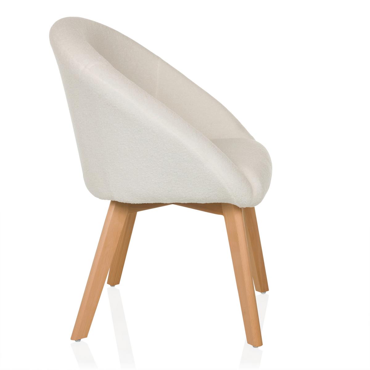 Armlehnstuhl Scandi Ted Weiß B: 68 Cm - Buchefarben/Weiß, MODERN, Holz/Textil (68/85/62cm) - MID.YOU