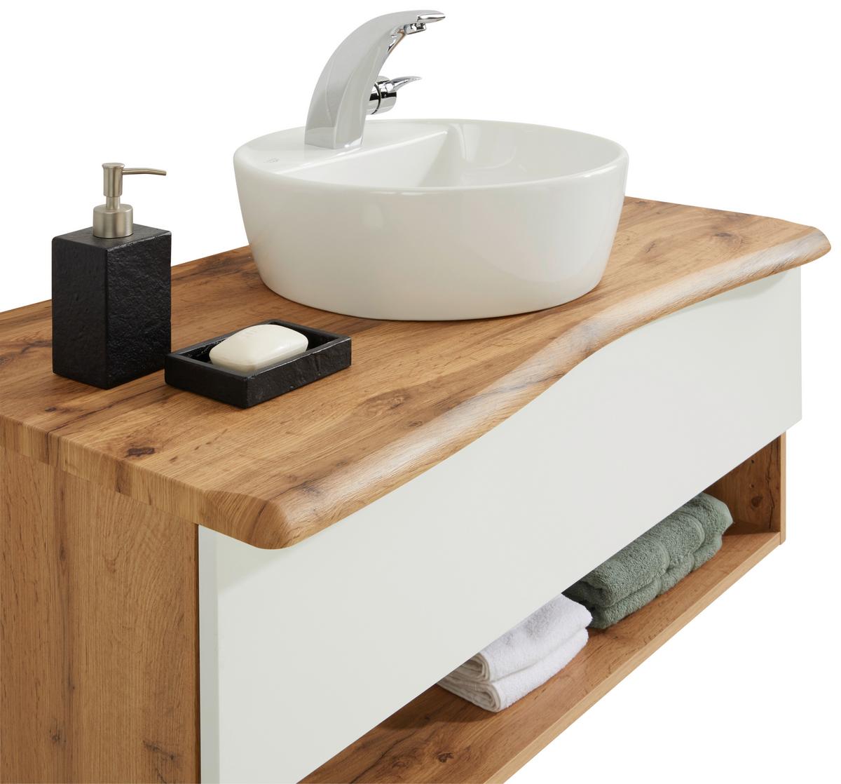 Umývadlová skrinka SÖLDEN -EXKLUSIV- - biela/dub wotan, Lifestyle, kompozitné drevo/keramika (10/55/47cm) - Premium Living