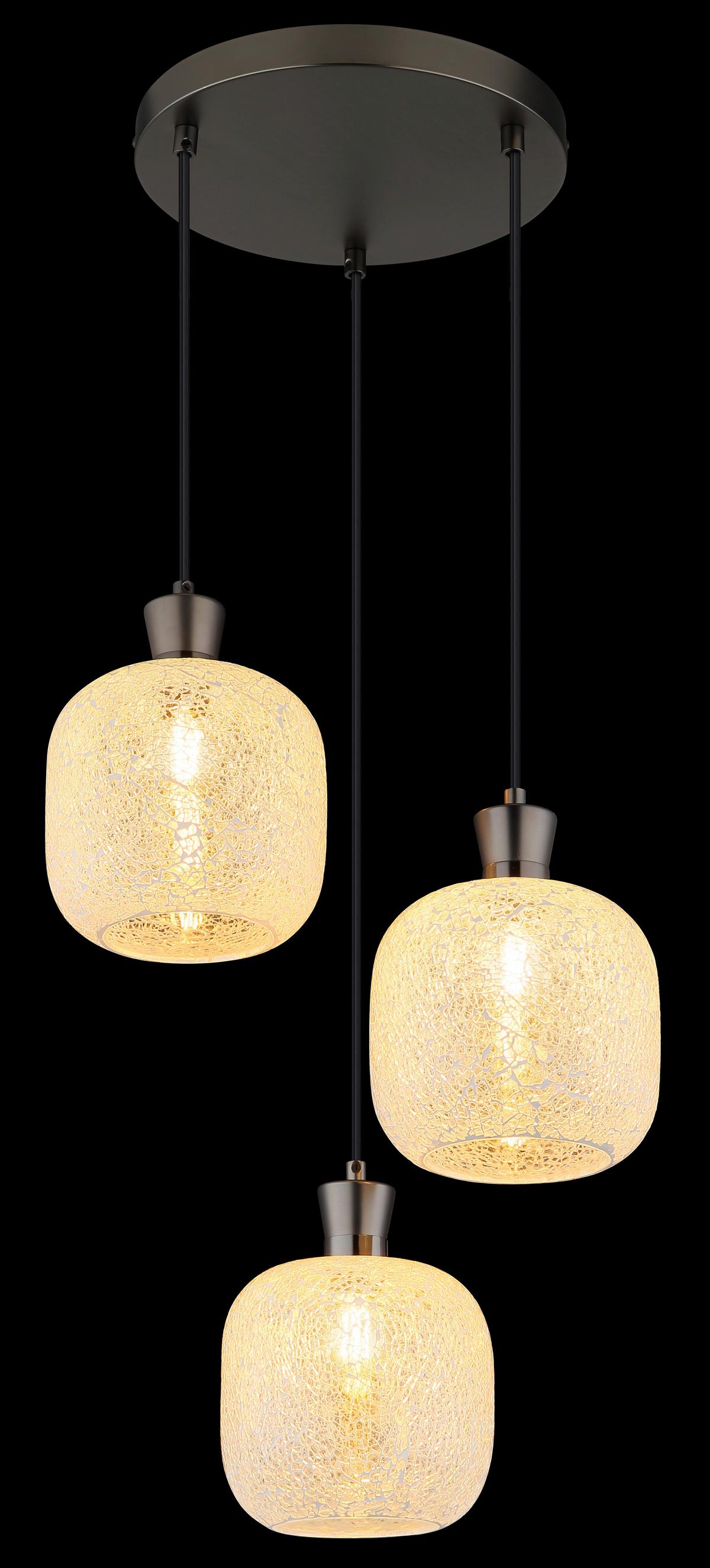 Hängeleuchte Exkl. 3xe14, 40w - Klar/Schwarzchrom, Design, Glas/Kunststoff (30/120cm) - Globo