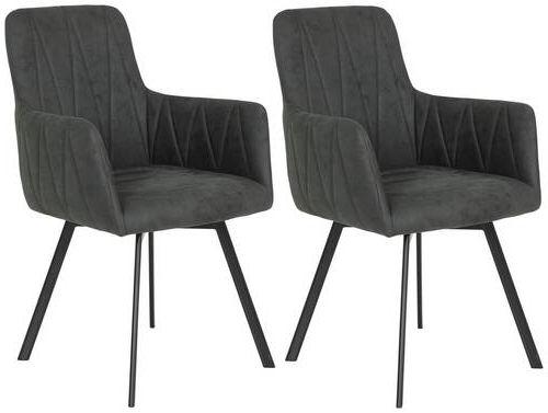 Armlehnstuhl Gesa S Anthrazit Gepolstert drehbar 2er-Set - Anthrazit/Schwarz, MODERN, Textil/Metall (58/88/63cm) - MID.YOU