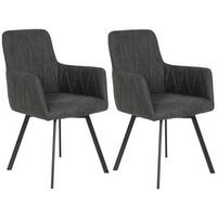 Armlehnstuhl Gesa S Anthrazit Gepolstert Drehbar 2er-Set - Anthrazit/Schwarz, MODERN, Textil/Metall (58/88/63cm) - MID.YOU