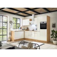 Eckküche mit Geräten 310x170 cm Weiß/Eiche Dekor, Modern - Weiß Hochglanz/Eiche Artisan, LIFESTYLE, Holzwerkstoff (310/170cm) - Respekta