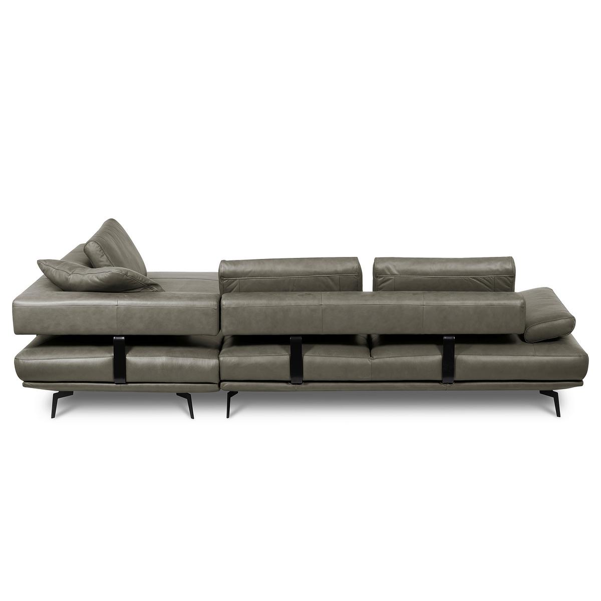 Ecksofa Como Echtleder Grau 306x237 - Schwarz/Grau, Design, Leder (306/237cm) - Livetastic