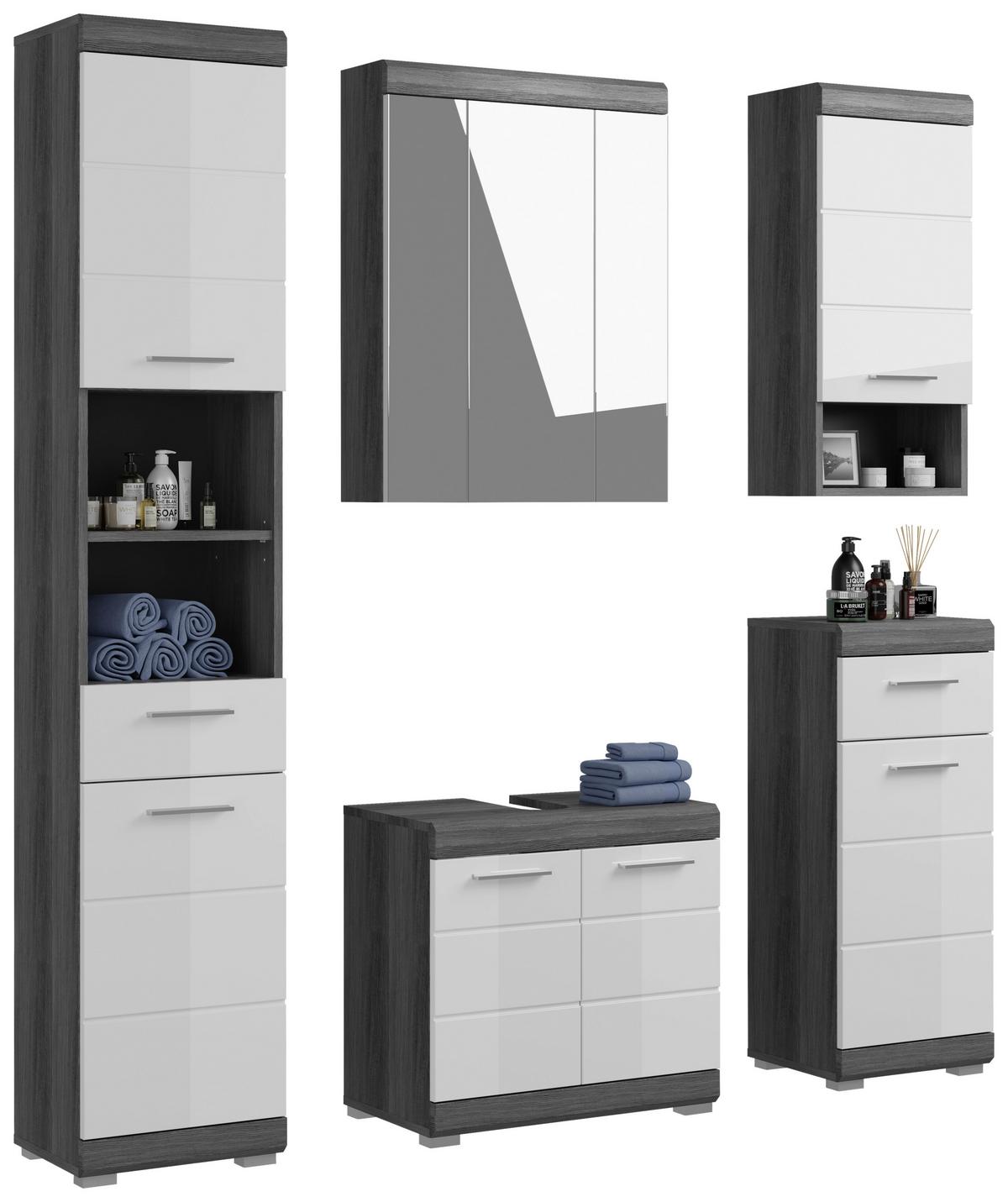 Badezimmer Scout - Weiß Hochglanz, MODERN, Holzwerkstoff (134cm) - MID.YOU