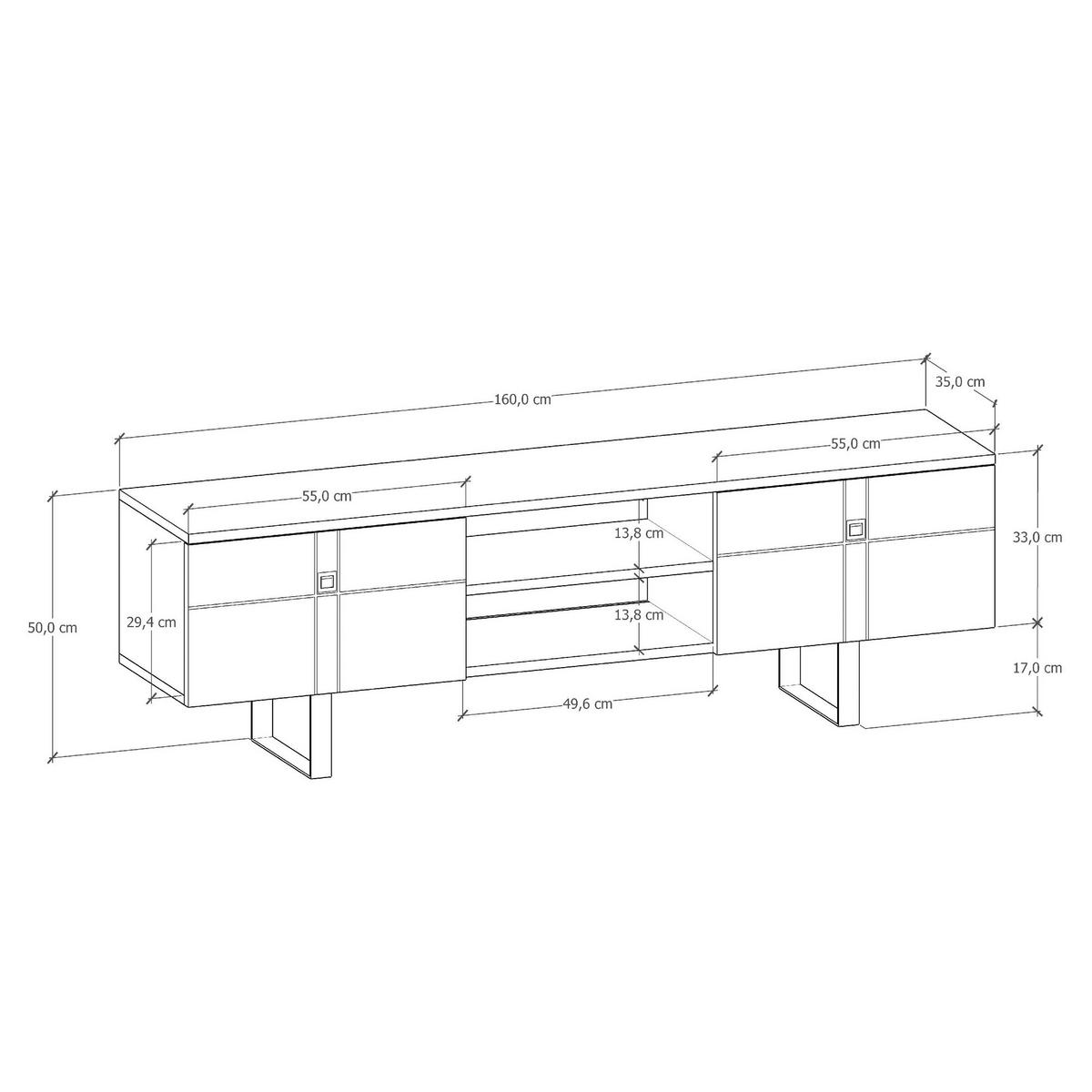Lowboard Zeus Tv-Schrank - Schwarz/Weiß, Design, Holzwerkstoff (160/50/35cm) - Livetastic