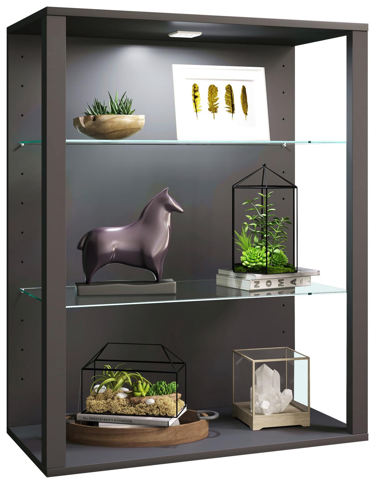Hängevitrine Glasol Anthrazit B: 70 cm - Anthrazit, Design, Glas/Holzwerkstoff (70/90/35cm) - MID.YOU