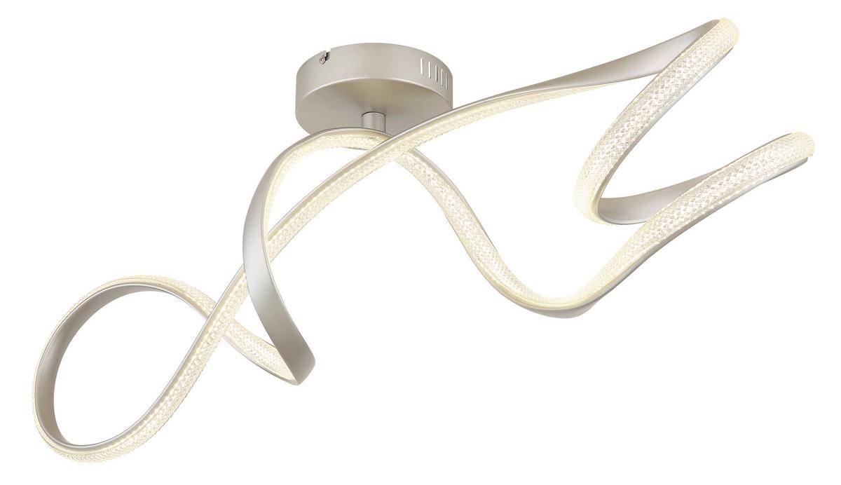 LED-DECKENLEUCHTE 67341DN SWIRL - Klar/Nickelfarben, Design, Kunststoff/Metall (90,8/28/33cm) - Globo