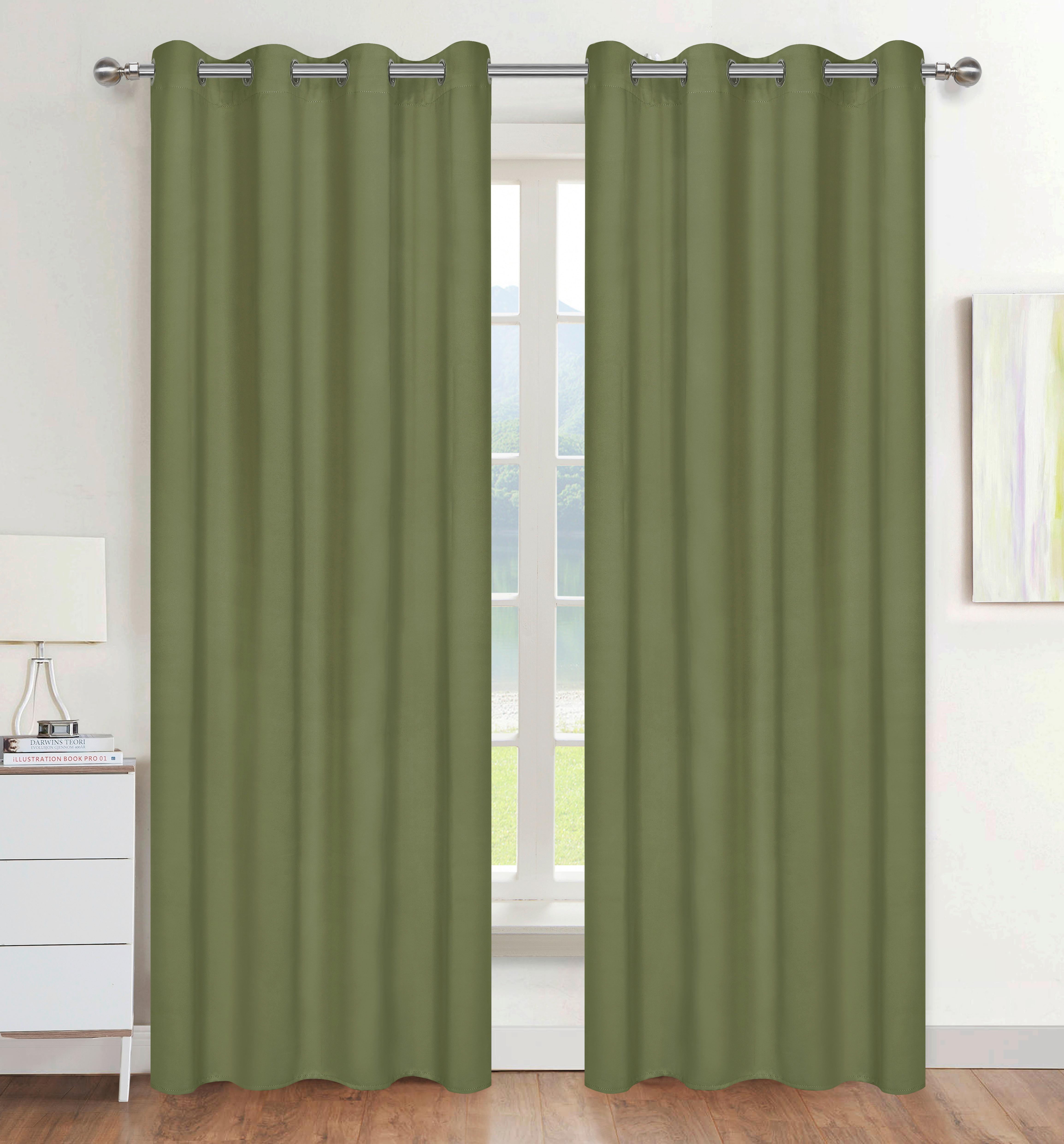 Vorhang Mit Ösen Elma B: 140cm, Olivgrün - Olivgrün, ROMANTIK / LANDHAUS, Textil (140/245cm) - James Wood