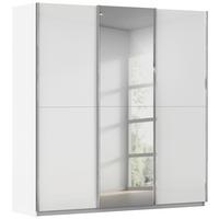 Schwebetürenschrank Fifty 3trg Weiß/Spiegelglas, B: 242 cm - Weiß, KONVENTIONELL, Glas/Holzwerkstoff (242/222/64cm) - Luca Bessoni