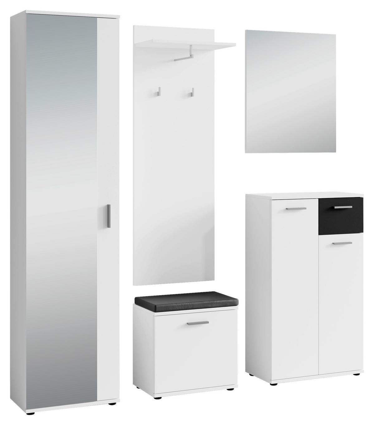 Garderobe Jakob Schwarz/weiß B: 49 Cm - Schwarz/Weiß, Design, Glas/Holzwerkstoff (49/196/30cm) - MID.YOU