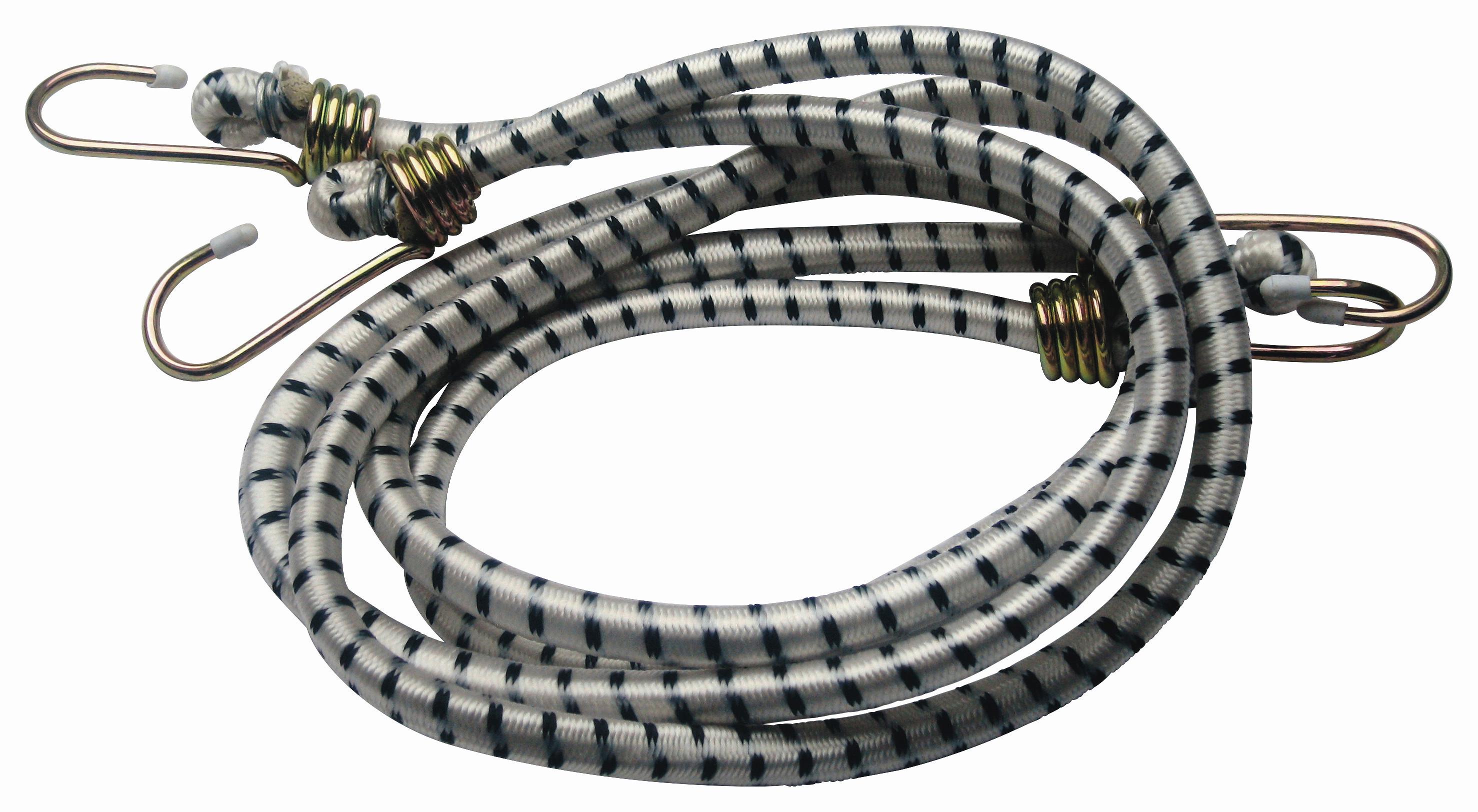 Spanngummi L: 1,2 m mit 2 Verzinkten Metallhaken - Schwarz/Weiß, KONVENTIONELL, Kunststoff/Metall (120cm)