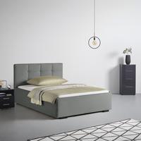 Čalouněná postel Nelo 140x200cm, šedá - šedá/černá, Konvenční, textil/plast (140/200cm)