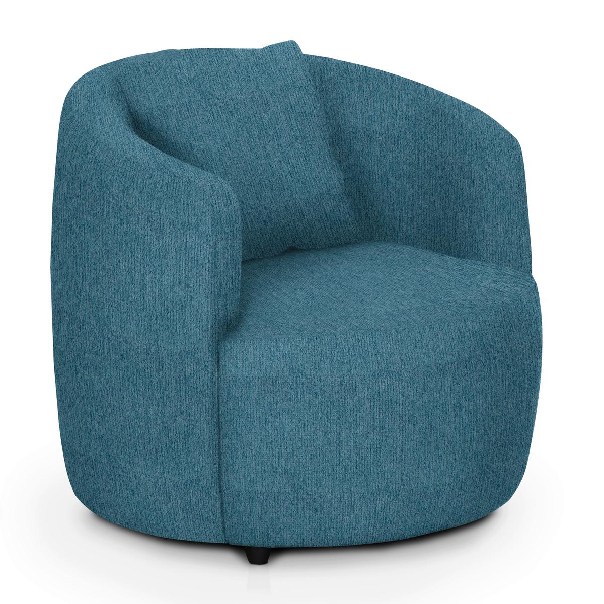 Polstersessel Pina Blau Chenille - Blau/Schwarz, Design, Textil (81/74/81cm) - Livetastic