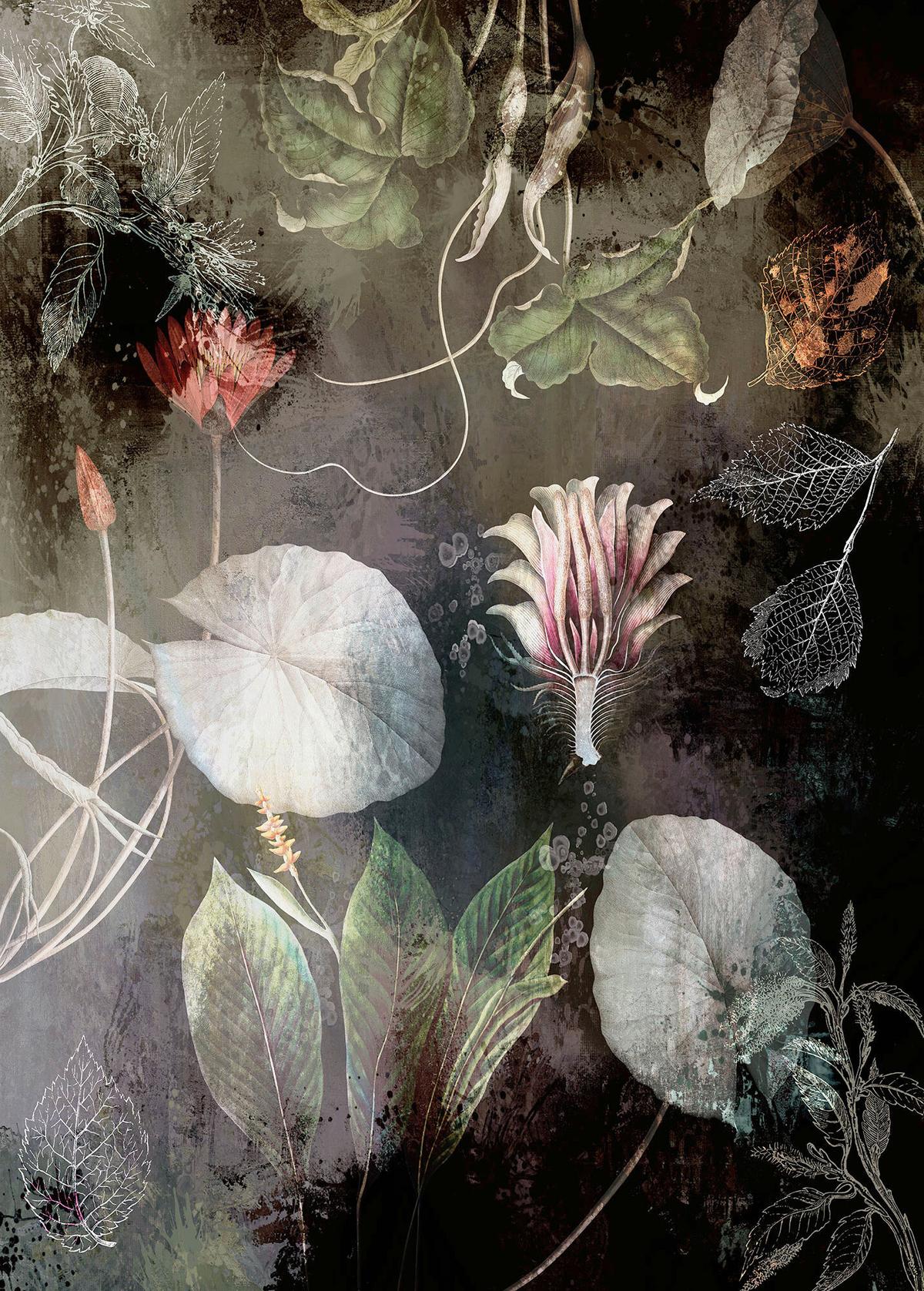 Fototapete Inx4-044 Night Flowers - Trend, Papier (200/280cm) - Komar
