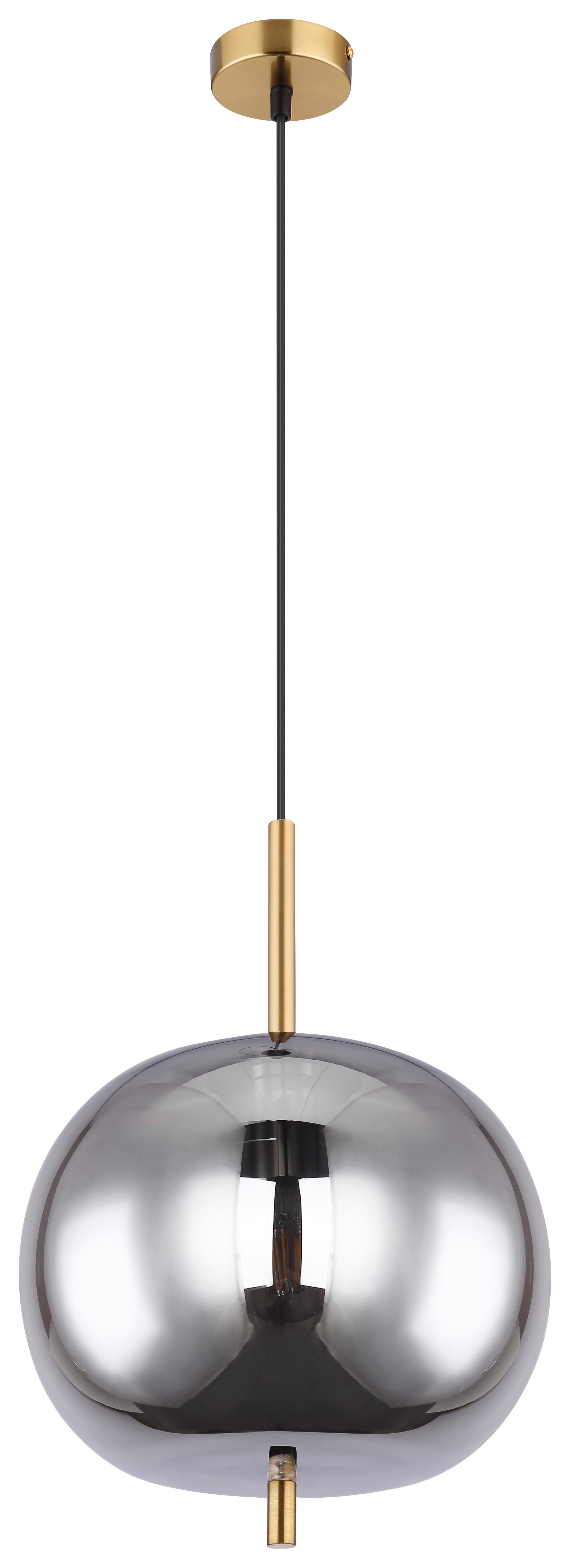 Hängeleuchte Blacky H: 120 Cm 1-Flammig, Mit Rauchglas - Messingfarben, Design, Glas/Metall (30/120cm) - Globo
