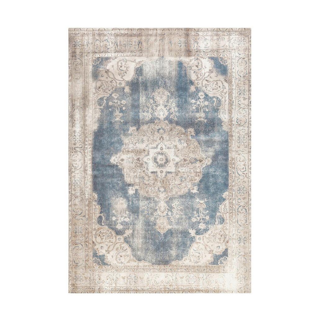 Flachwebteppich Blau, Creme Vintage 8400, BxL: 140x200 cm