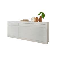 Sideboard Chester Weiß/Eichefarben B: 217cm - Eichefarben/Silberfarben, Design, Holzwerkstoff (217/90/42cm) - MID.YOU