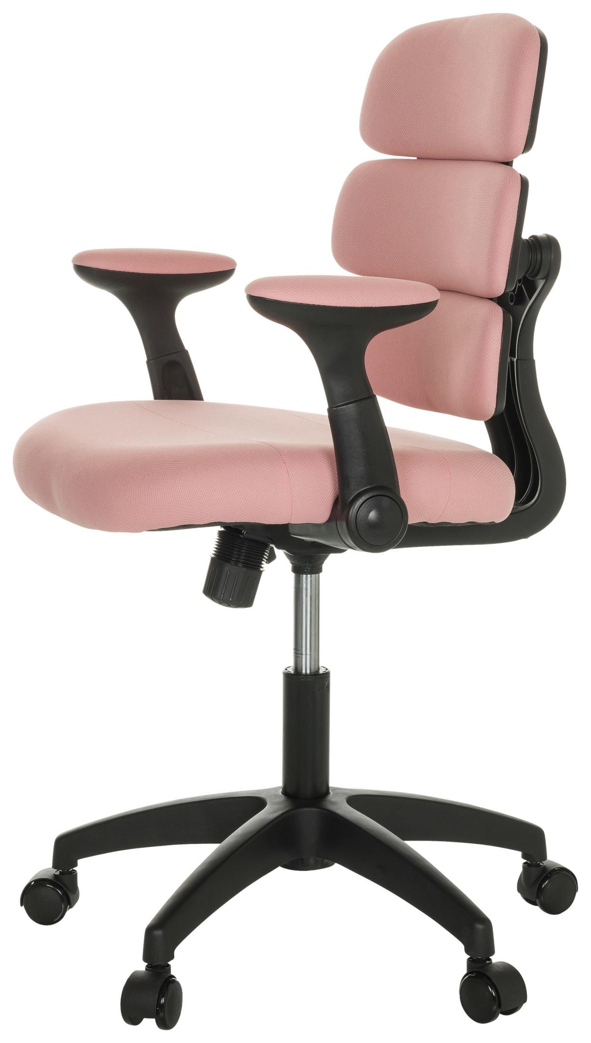 Jugenddrehstuhl Kid Ergolino B mit Armstützen Rosa Bis 100 Kg - Schwarz/Rosa, Basics, Kunststoff/Textil (62/86-97/62cm) - MID.YOU