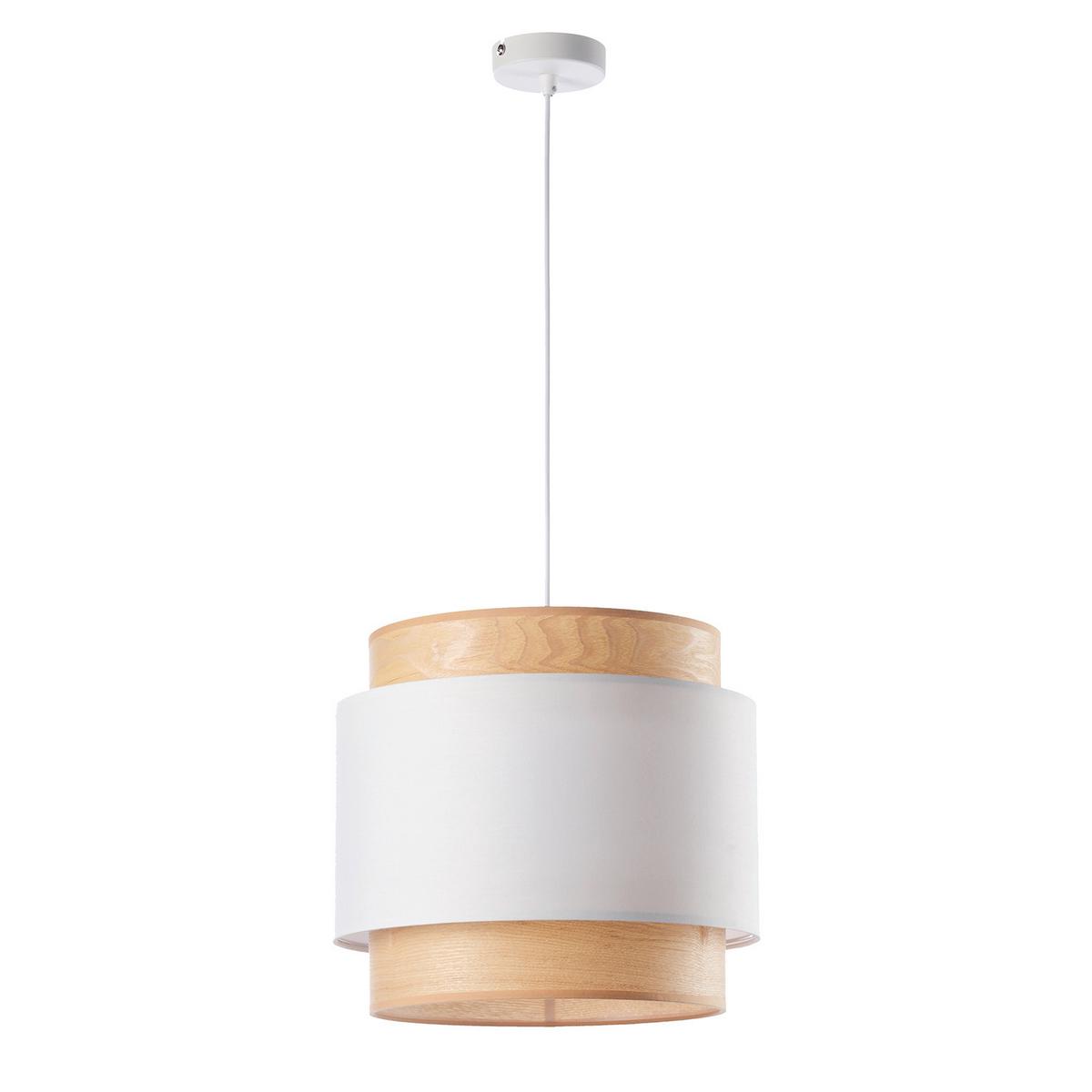 Hängeleuchte Legno Weiß Sandfarben L: 36 Cm - Sandfarben/Weiß, Basics, Holz/Textil (36/36/130cm)