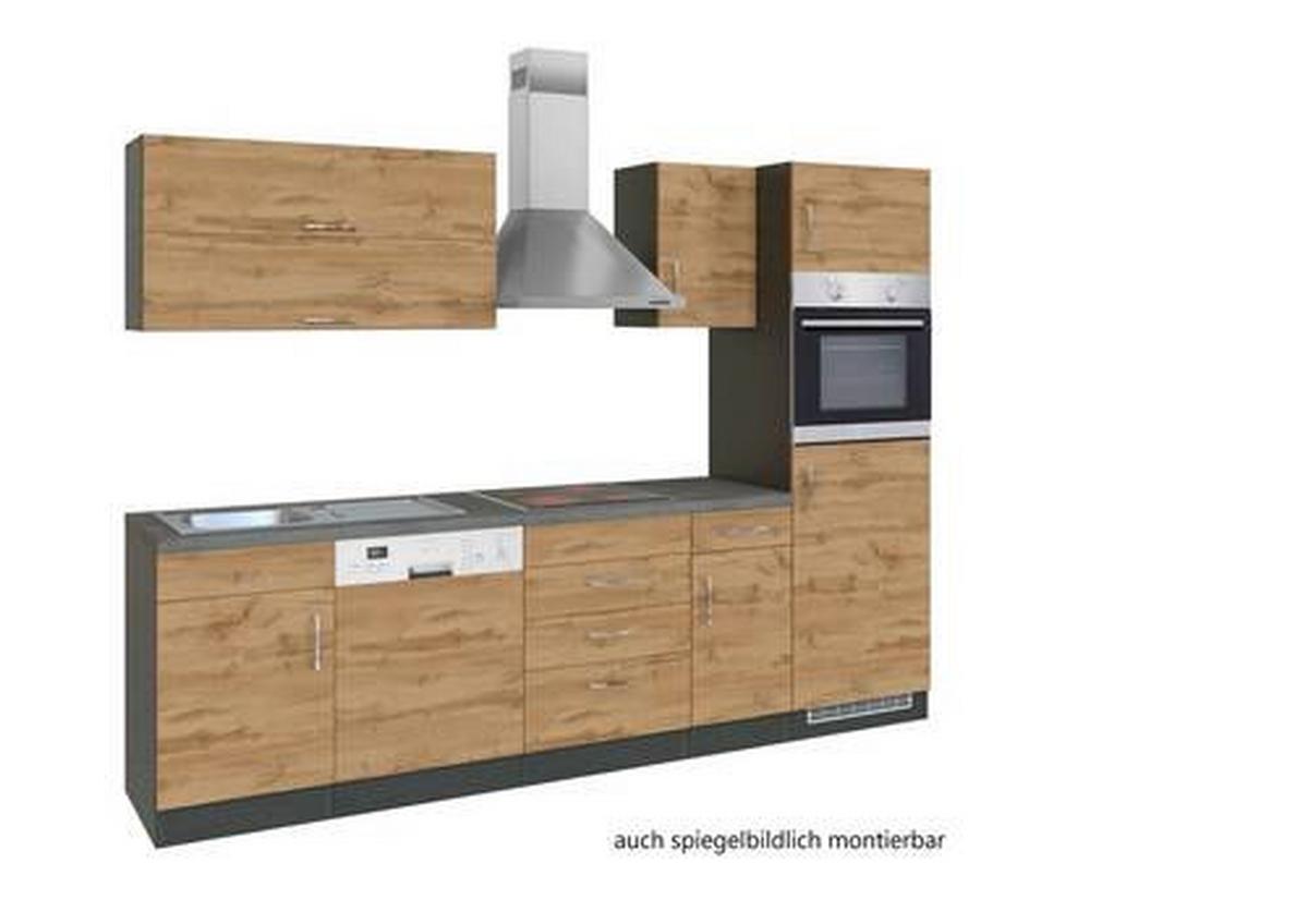Küchenzeile Sorrento Mit Geräten B: 270 cm Eichefarben - Schieferfarben/Eiche Wotan, MODERN, Holzwerkstoff (270cm) - Held