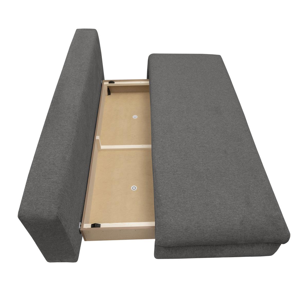 Schlafsofa Olso Dunkelgrau, Lf: 200x140 Cm - Dunkelgrau/Schwarz, Trend, Holz/Kunststoff (205/72/100cm)