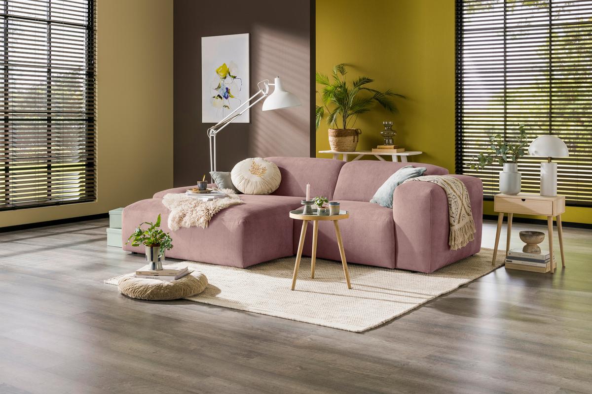 Ecksofa Hannah Rosa 170x252 cm - Schwarz/Rosa, Design, Textil (170/252cm) - MID.YOU