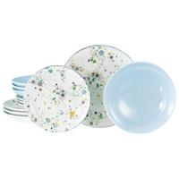 Tafelservice Candy Drop Bunt Weiß, Hellblau 12--Teilig - Weiß/Hellblau, Basics, Keramik - Creatable