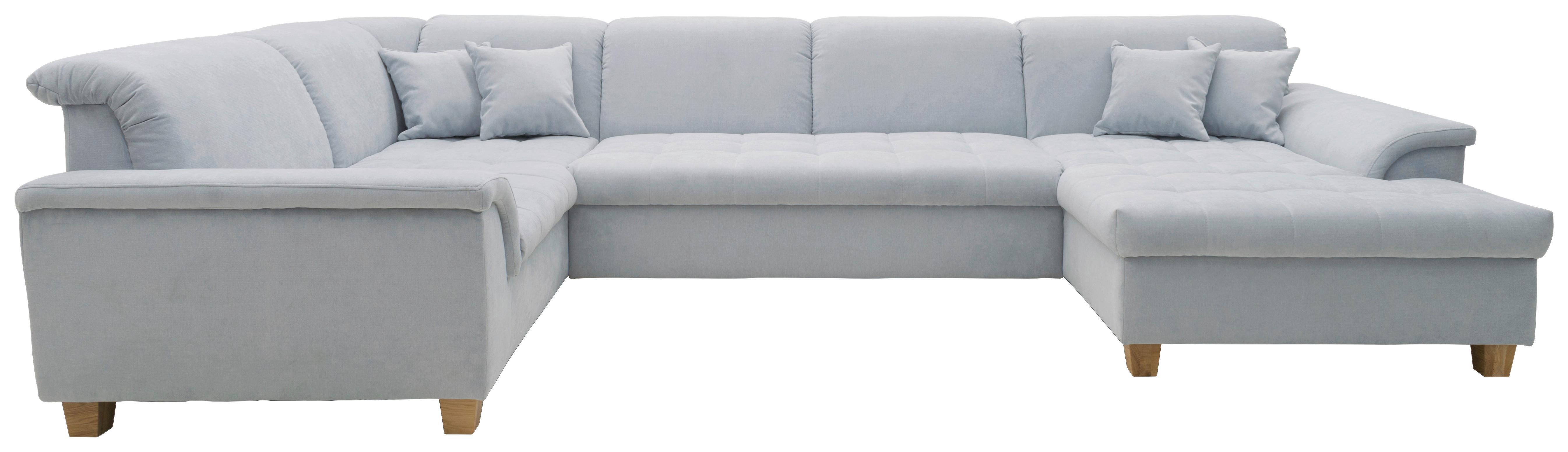 Wohnlandschaft Franzi Mit Schlaffunktion Pastellblau - Pastellblau/Eichefarben, KONVENTIONELL, Textil (214/352/170cm) - MID.YOU